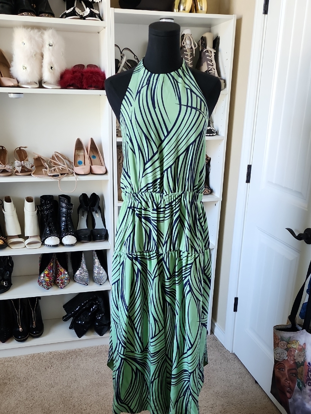 Tibi Green & Black Halter Jumpsuit